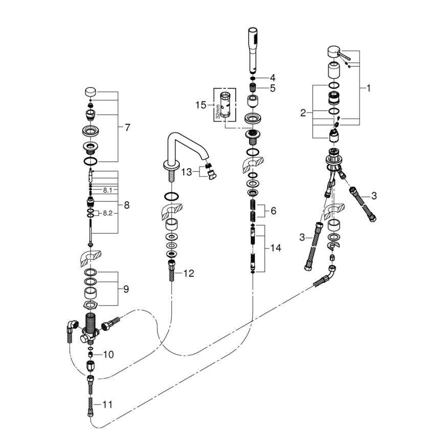 GROHE 19578001 - 4-Loch-Wannen-Kombination ESSENCE 197 mm glänzender Chrom