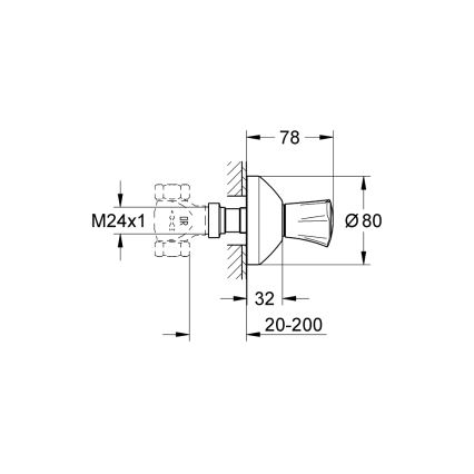GROHE 19806001 - Oberteil für Unterputzventil COSTA L 20-200 mm glänzender Chrom