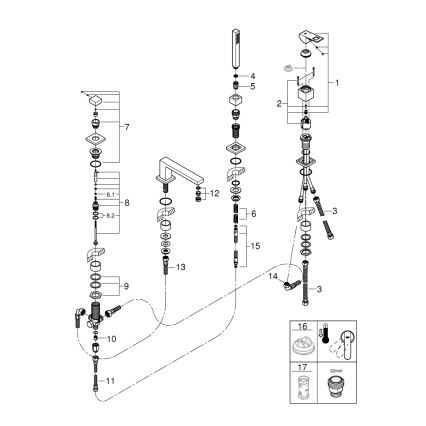 GROHE 19897001 - EUROCUBE Vierloch-Wannenarmatur, glänzender Chrom