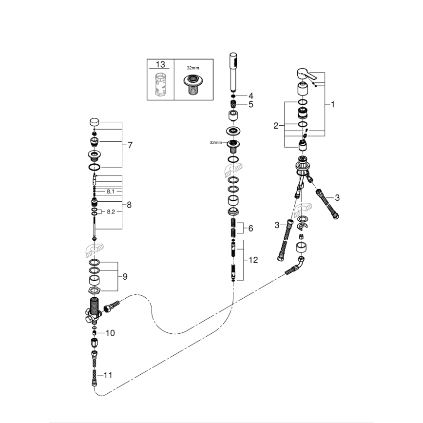 GROHE 19965001 - 3-Loch-Wannenarmatur LINEARE, Chrom glänzend