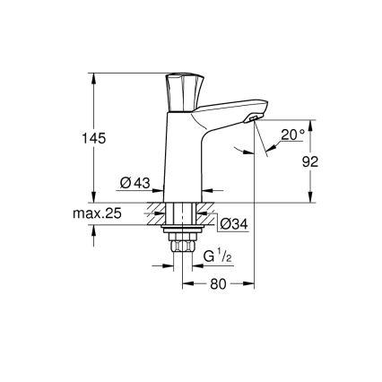 GROHE 20186001 - Standventil COSTA L DN 15, glänzender Chrom