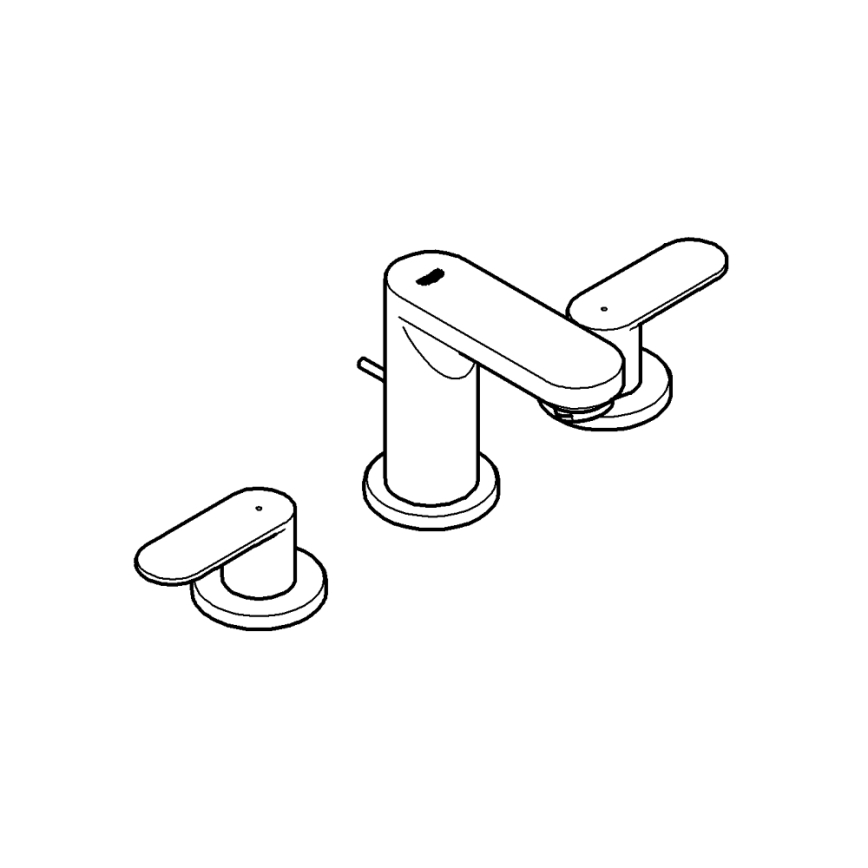 GROHE 20187000-3-Loch-Waschtischarmatur EUROSMART COSMOPOLITAN DN 15, Chrom