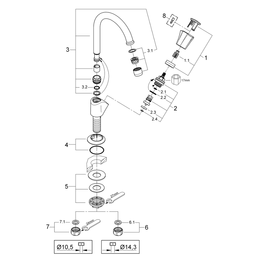 GROHE 20393001 - Standventil COSTA L DN 15, glänzender Chrom