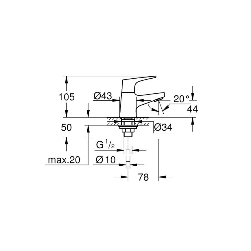 GROHE 20577000 - START FLOW Standventil DN 15, glänzender Chrom