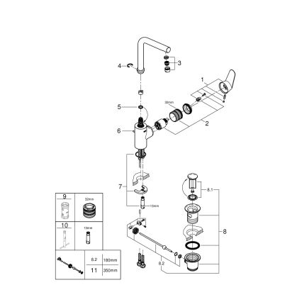 GROHE 23054003 - Waschtischarmatur EURODISC COSMOPOLITAN, Größe L, Chrom