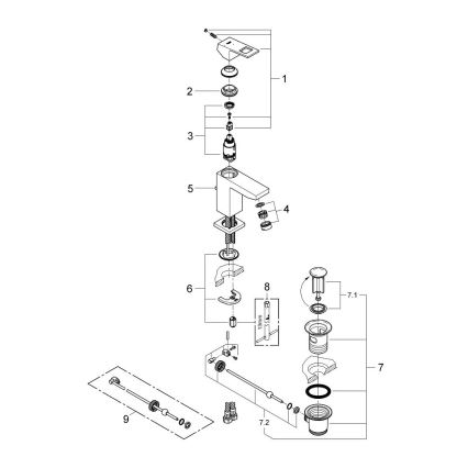 GROHE 2339000E - Waschtischarmatur EUROCUBE DN 15, glänzender Chrom