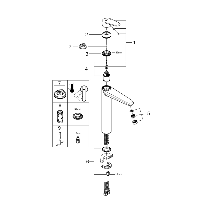 GROHE 23432000 - Waschtischarmatur EURODISC COSMOPOLITAN Größe XL Chrom