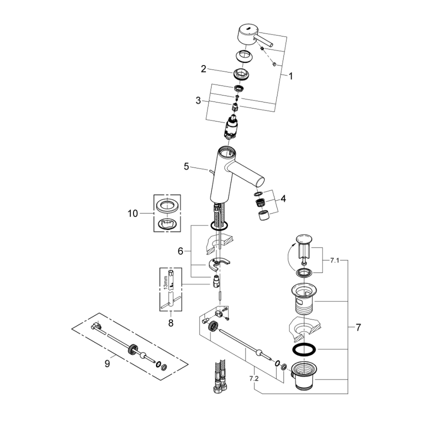 GROHE 23450001 - Waschtischarmatur CONCETTO M, glänzender Chrom
