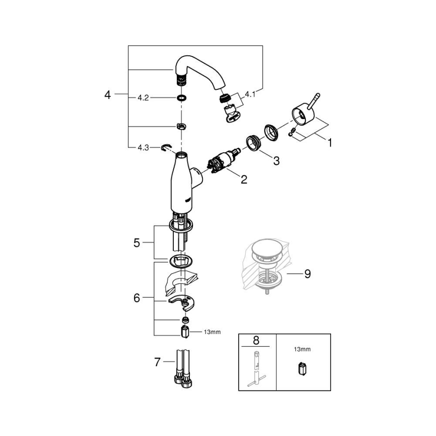 GROHE 23463001 - Waschtischarmatur ESSENCE Größe M, glänzend verchromt