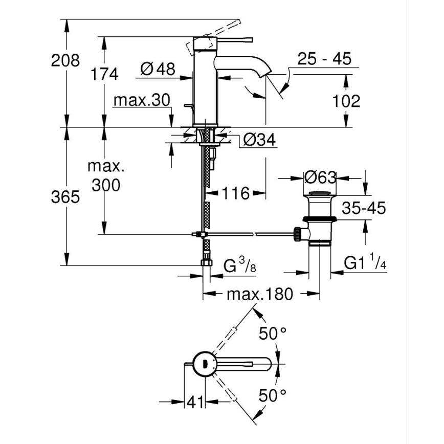 GROHE 23589001 - Waschtischarmatur ESSENCE, Größe S, Hochglanzchrom