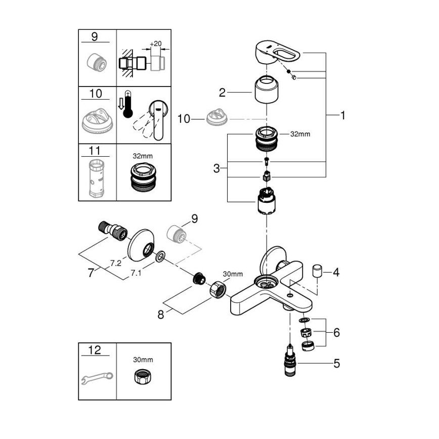 GROHE 23603000 - Badewannenarmatur BAULOOP DN 15, Hochglanz-Chrom
