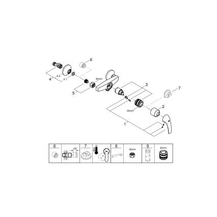 GROHE 23631000 - Duscharmatur BAUCURVE 150 mm, glänzender Chrom