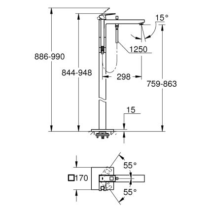 GROHE 23672001 - Badewannenarmatur EUROCUBE 298 mm Hochglanz-Chrom