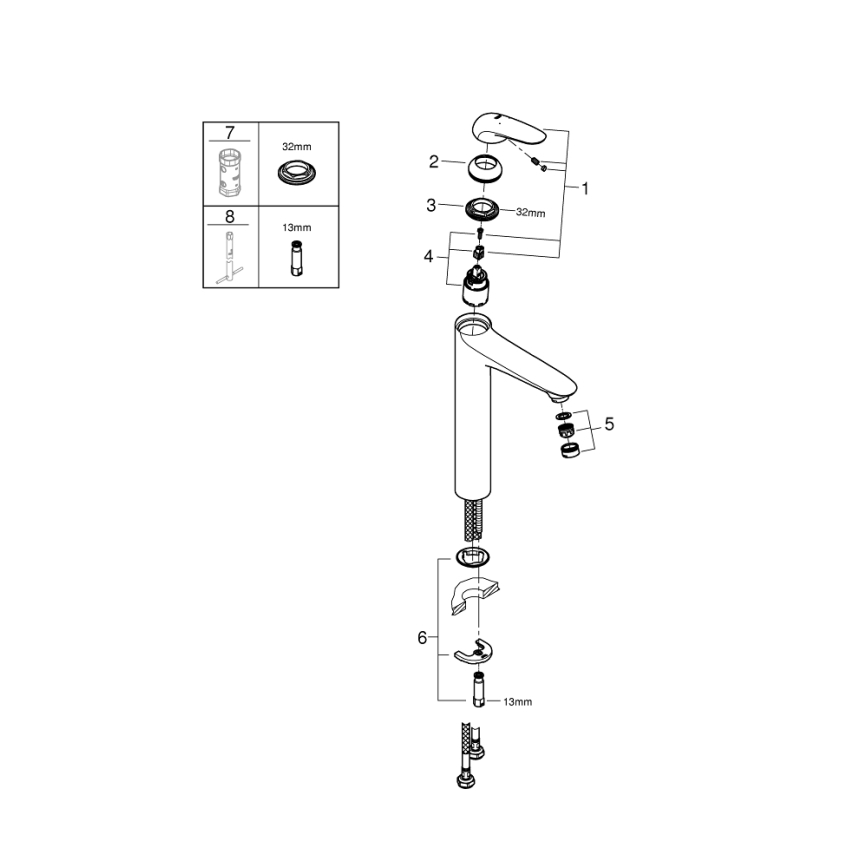 GROHE 23719003 - Waschtischarmatur EUROSTYLE XL, glänzender Chrom