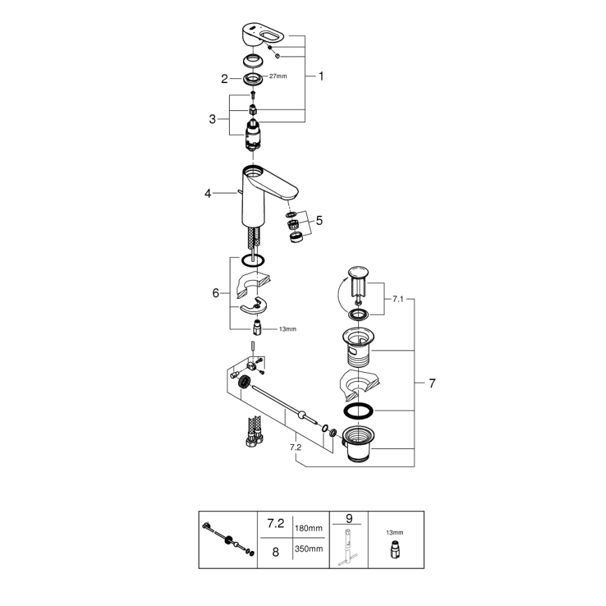 GROHE 23762000 - Waschtischarmatur BAULOOP DN 15 glänzender Chrom