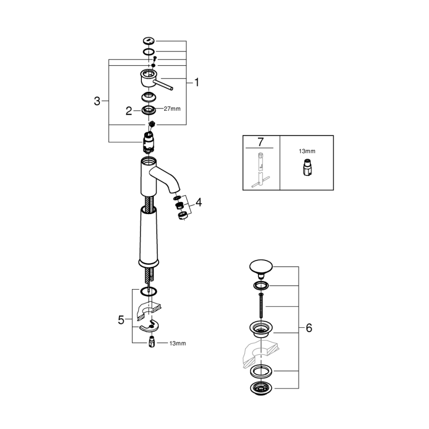 GROHE 23784000 - Waschtischarmatur START CLASSIC, 357 mm, glänzender Chrom