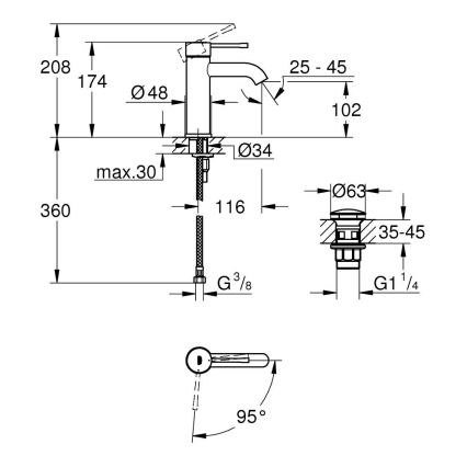 GROHE 23797001 - Waschtischarmatur ESSENCE Größe S, Hochglanz-Chrom