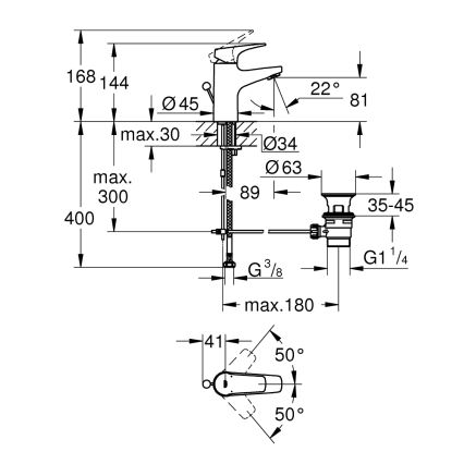 GROHE 23809000 - Waschtischarmatur START FLOW DN 15, glänzender Chrom