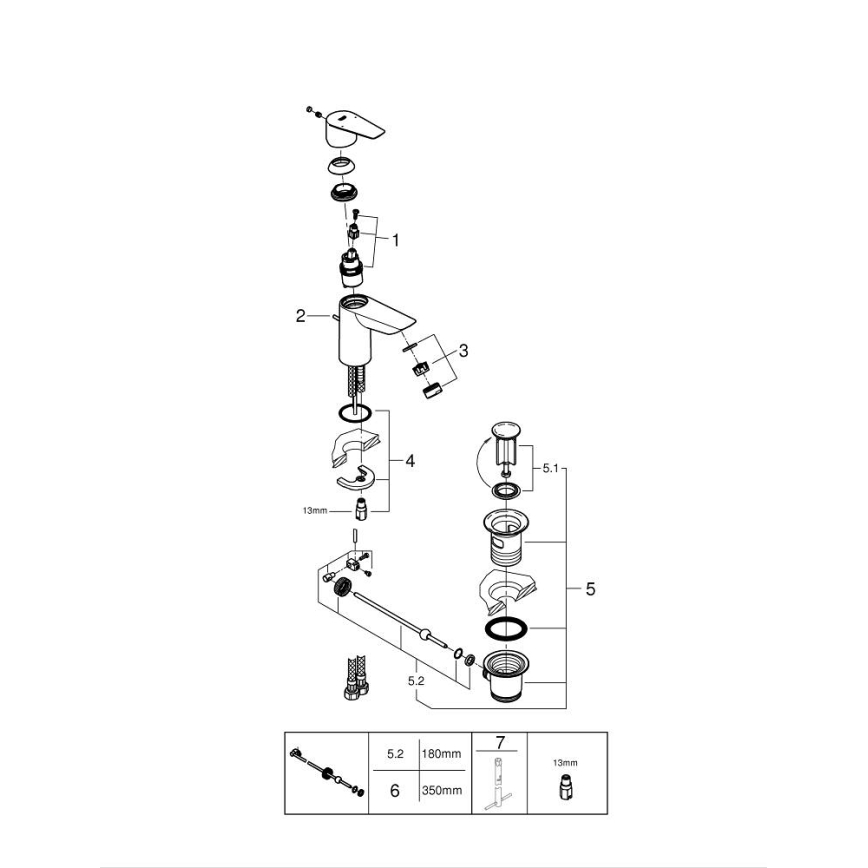 GROHE 24196001 - START Waschtischarmatur, Größe S, Hochglanz-Chrom