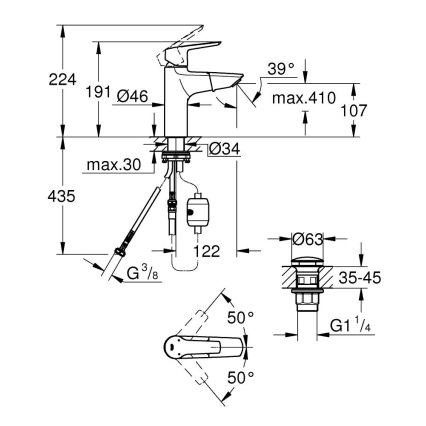 GROHE 24205003 - Waschtischarmatur START DN 15 Größe M Hochglanz-Chrom