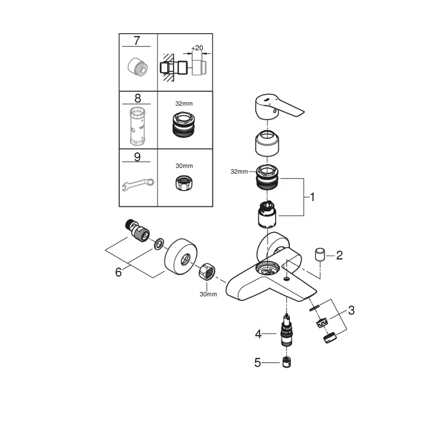 GROHE 24206002 - START Badewannenarmatur DN 15, glänzender Chrom