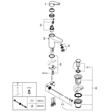 GROHE 24325001 - Waschtischarmatur SWIFT DN 15 Größe M, Hochglanz-Chrom