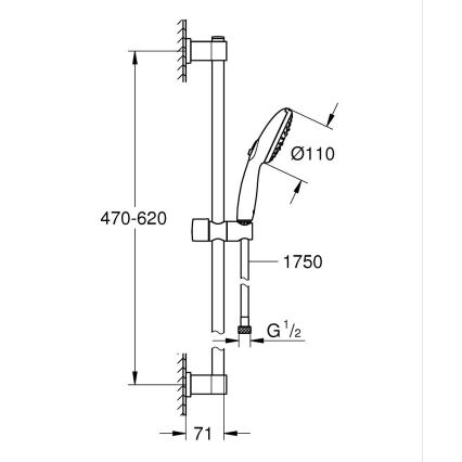 GROHE 26032001 - Duschgarnitur VITALIO START 110 600 mm glänzend verchromt