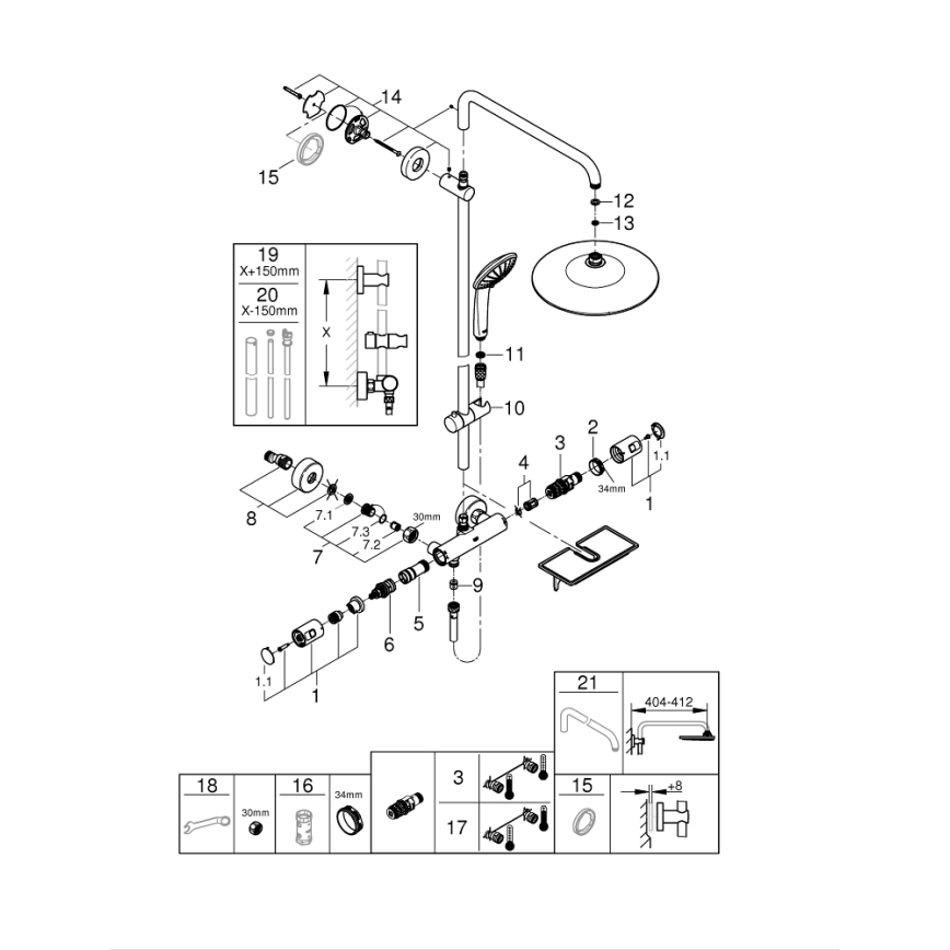 GROHE 26403001 - Duschsystem VITALIO JOY 260 450 mm Chrom glänzend