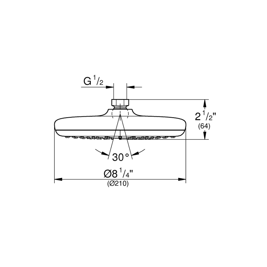 GROHE 26410000 - Kopfbrause TEMPESTA 210 mm, glänzender Chrom