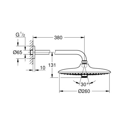 GROHE 26459000 - EUPHORIA 260 Kopfbrause, 380 mm, glänzender Chrom