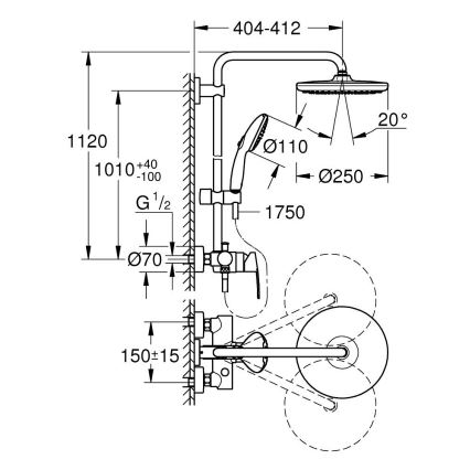 GROHE 26679001 - Duschsystem VITALIO START 250 390 mm hochglänzender Chrom