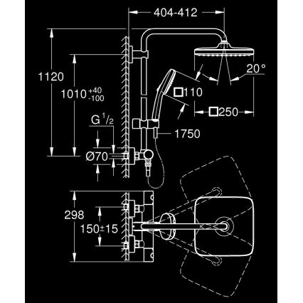 GROHE 26697001 - Duschsystem VITALIO COMFORT 250 250 × 250 mm glänzender Chrom