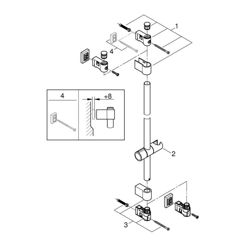 GROHE 26970001 - Duschstange VITALIO UNIVERSAL 1150 mm, hochglanzverchromt