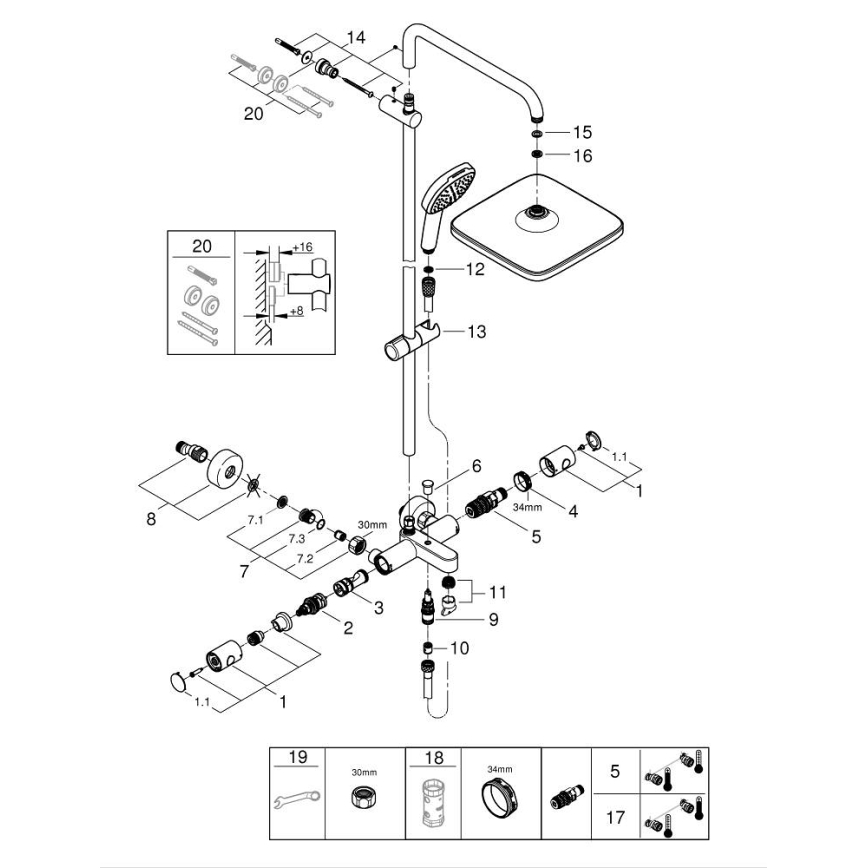 GROHE 26984001 - Duschsystem VITALIO COMFORT 390 mm glänzender Chrom