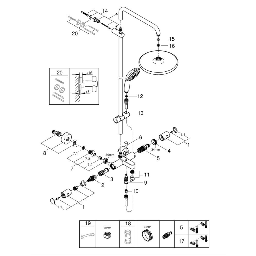 GROHE 26988001 - Duschsystem VITALIO START SYSTEM 390 mm glänzender Chrom