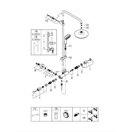 GROHE 27922001 - Duschset mit Thermostat-Armatur TEMPESTA COSMOPOLITAN 210 glänzender Chrom