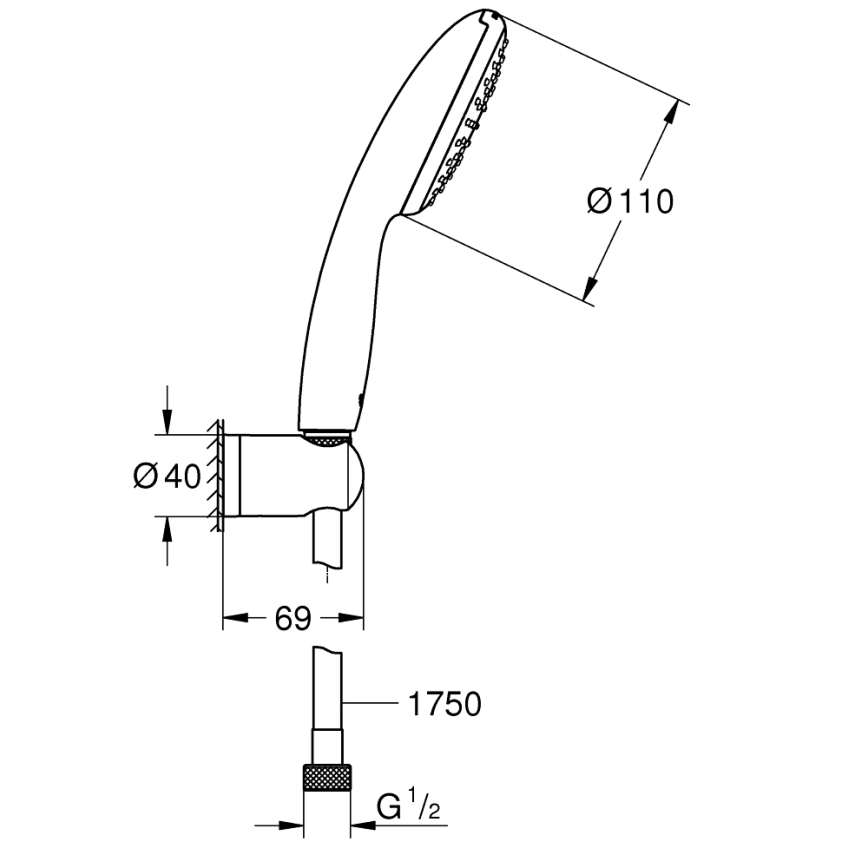 GROHE 27944001 - Duschgarnitur VITALIO START 110 110 mm glänzender Chrom
