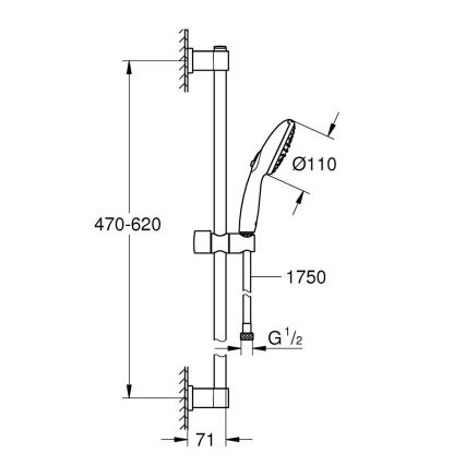 GROHE 27948001 - Duschgarnitur VITALIO START 110, 600 mm, glänzender Chrom