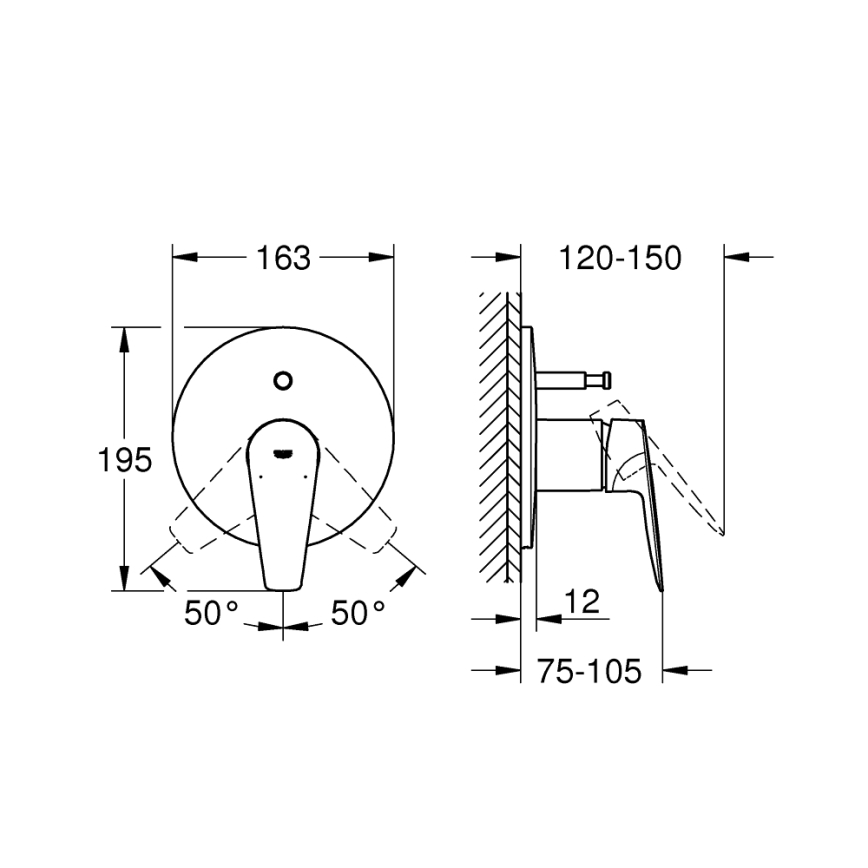 GROHE 29190001 - Badewannenarmatur BAUEDGE DN 15 glänzend verchromt