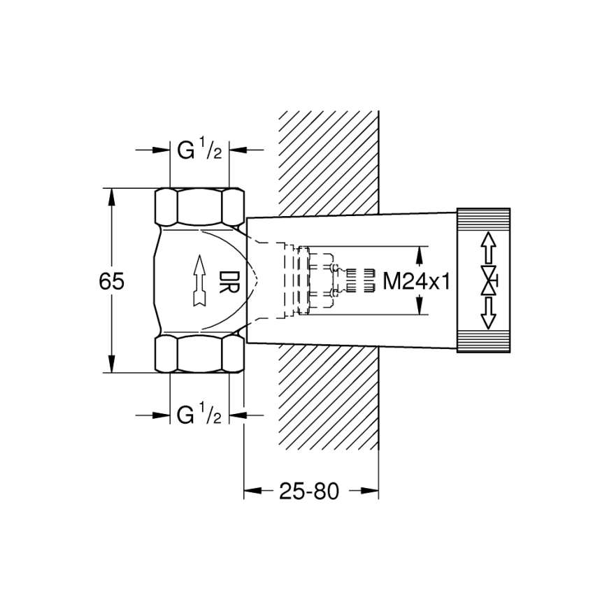 GROHE 29800000 - Unterteil für Unterputzventil DN 15, Messing