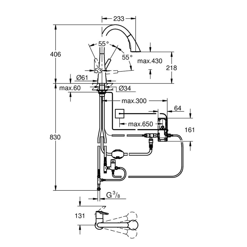 GROHE 30219002 - Elektronische Spültischarmatur ZEDRA TOUCH, Hochglanzchrom