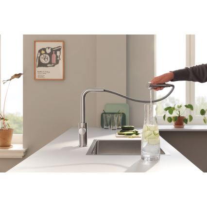 GROHE 30590DC0 - Spültischarmatur mit ausziehbarem Brausekopf BLUE PURE, Edelstahl