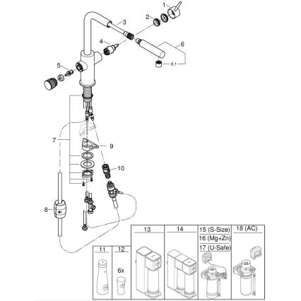 GROHE 30590DC0 - Spültischarmatur mit ausziehbarem Brausekopf BLUE PURE, Edelstahl