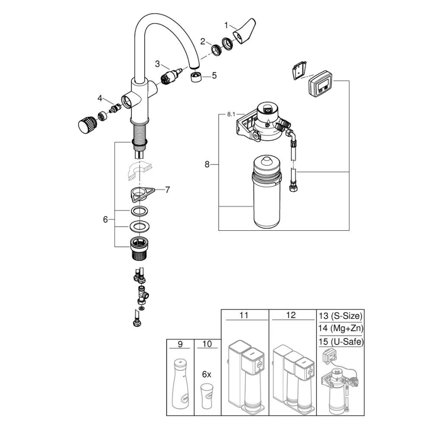 GROHE 30593000 - Spültischarmatur BLUE PURE C-Auslauf, glänzender Chrom