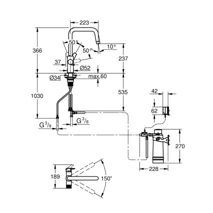 GROHE 30594000 - Spültischarmatur BLUE PURE Start mit Ultrasafe-Filterfunktion, Chrom