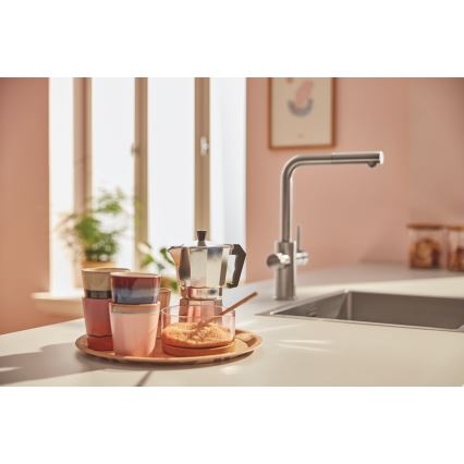GROHE 30601DC0 - Küchenarmatur BLUE PURE mit ausziehbarem Auslauf, Edelstahl