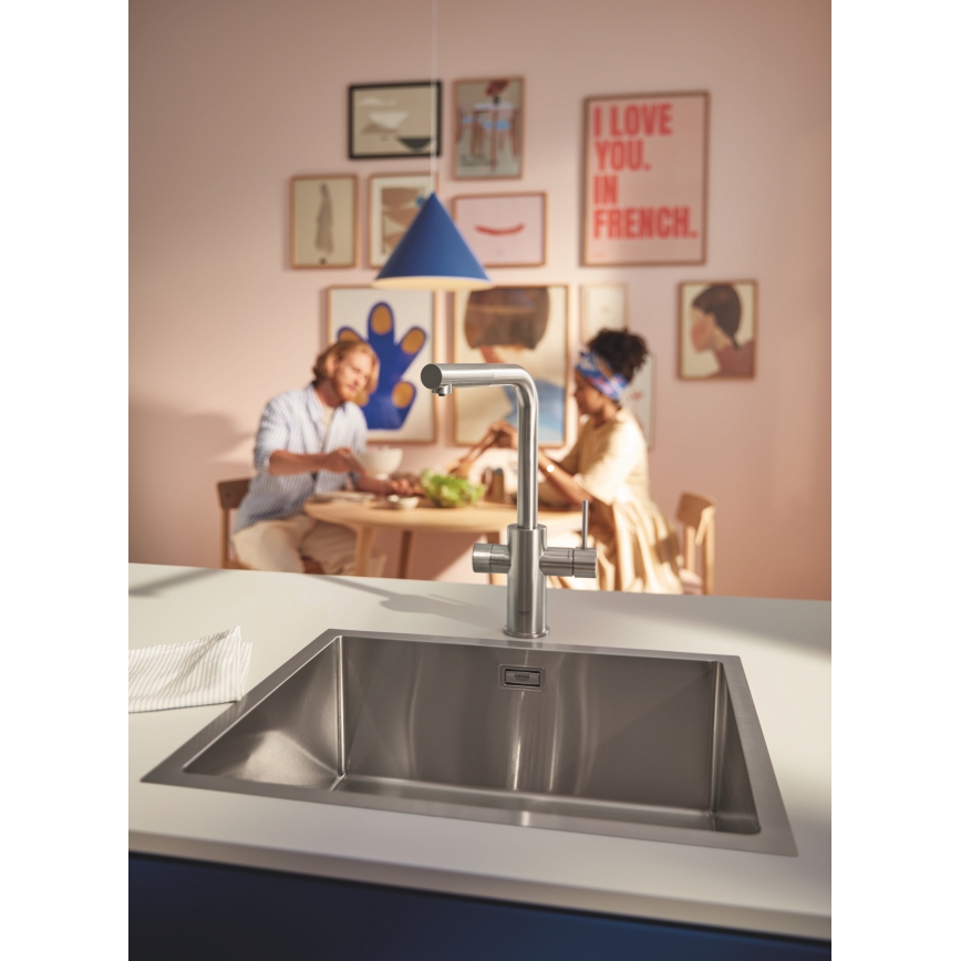 GROHE 30601DC0 - Küchenarmatur BLUE PURE mit ausziehbarem Auslauf, Edelstahl