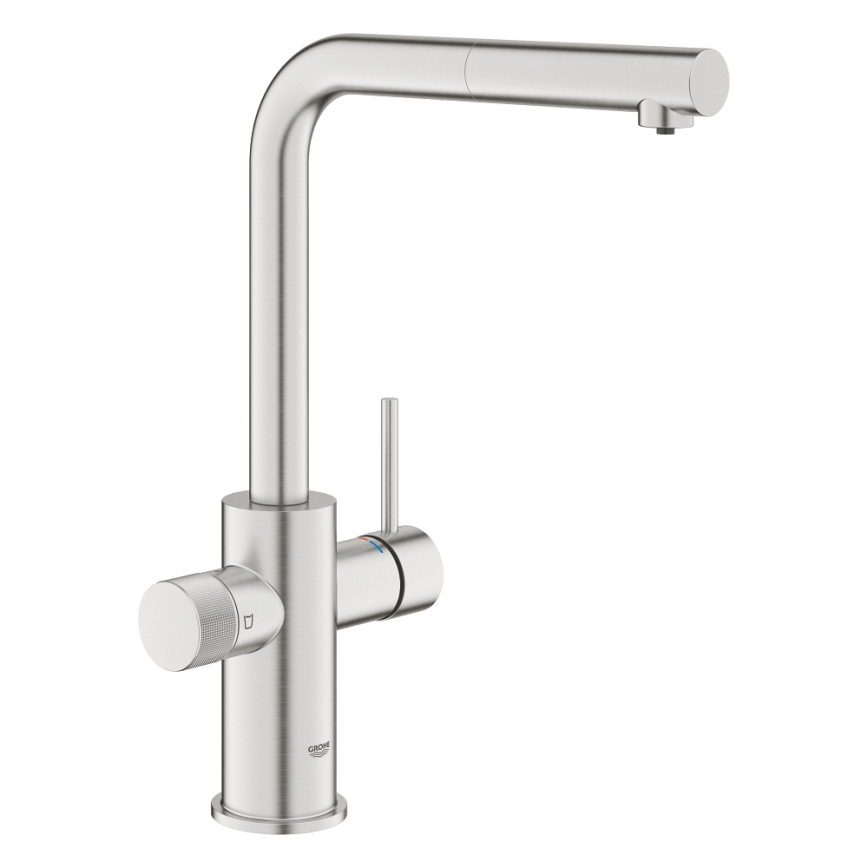 GROHE 30601DC0 - Küchenarmatur BLUE PURE mit ausziehbarem Auslauf, Edelstahl