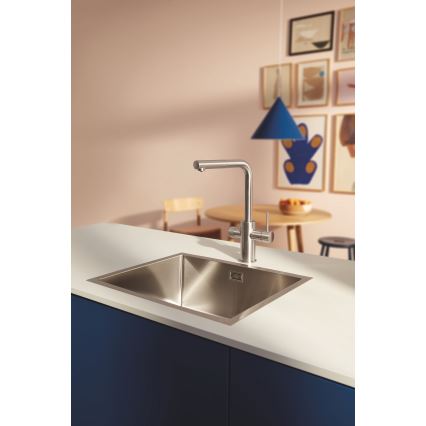 GROHE 30601DC0 - Küchenarmatur BLUE PURE mit ausziehbarer Brause in Edelstahl