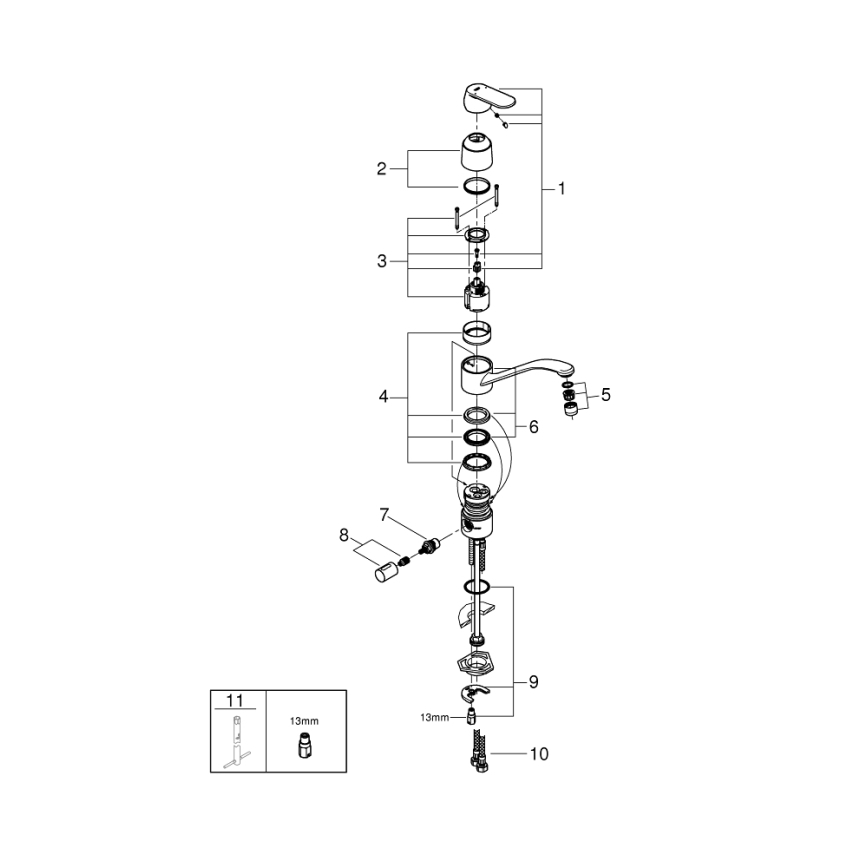GROHE 31161000 - Spültischarmatur EUROSMART COSMOPOLITAN 140° Hochglanz-Chrom